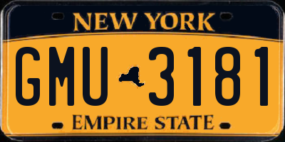 NY license plate GMU3181