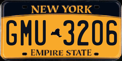 NY license plate GMU3206