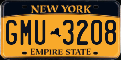 NY license plate GMU3208