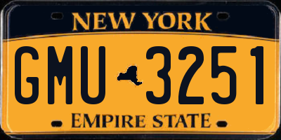 NY license plate GMU3251