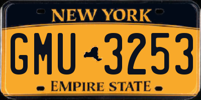 NY license plate GMU3253