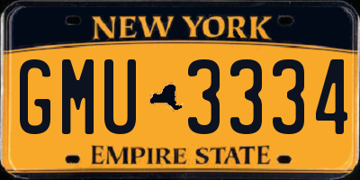 NY license plate GMU3334