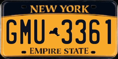 NY license plate GMU3361