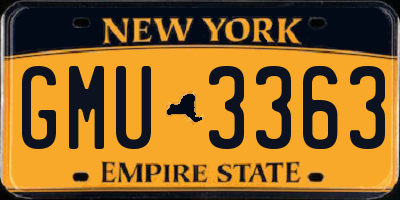 NY license plate GMU3363