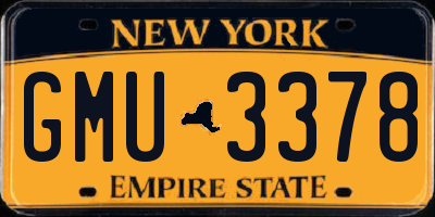 NY license plate GMU3378