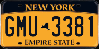 NY license plate GMU3381