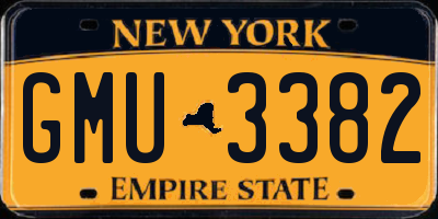 NY license plate GMU3382