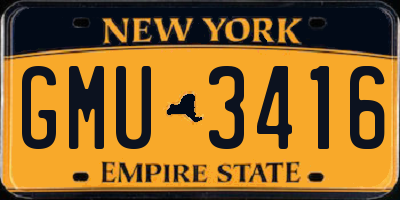 NY license plate GMU3416