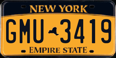NY license plate GMU3419