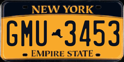 NY license plate GMU3453