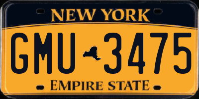 NY license plate GMU3475