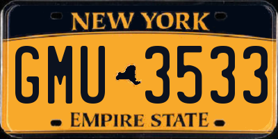 NY license plate GMU3533