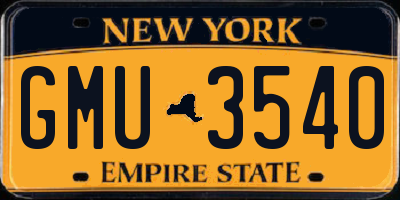 NY license plate GMU3540