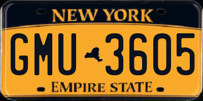 NY license plate GMU3605