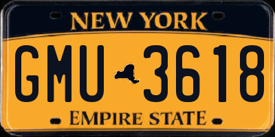 NY license plate GMU3618