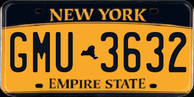 NY license plate GMU3632