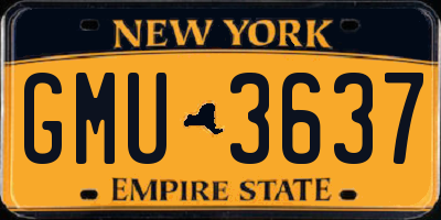 NY license plate GMU3637