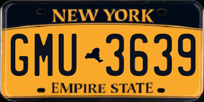NY license plate GMU3639