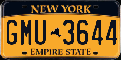 NY license plate GMU3644