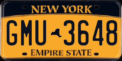 NY license plate GMU3648