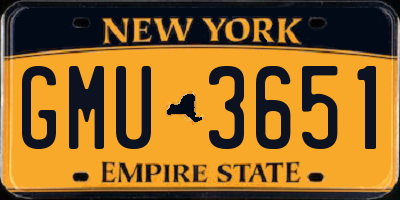 NY license plate GMU3651
