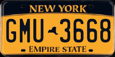NY license plate GMU3668