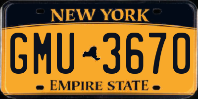 NY license plate GMU3670