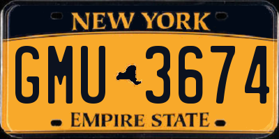 NY license plate GMU3674