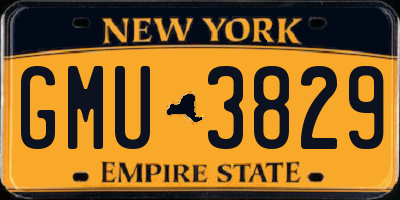 NY license plate GMU3829