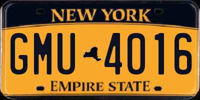 NY license plate GMU4016