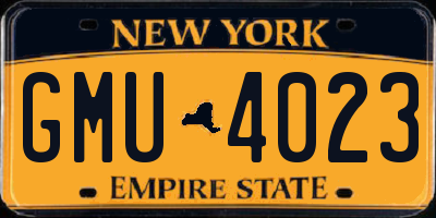 NY license plate GMU4023