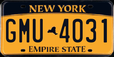 NY license plate GMU4031