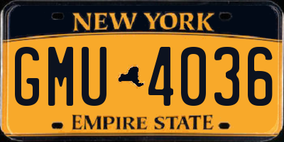 NY license plate GMU4036