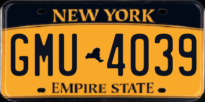 NY license plate GMU4039