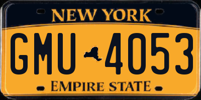 NY license plate GMU4053