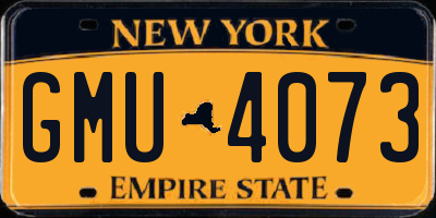 NY license plate GMU4073