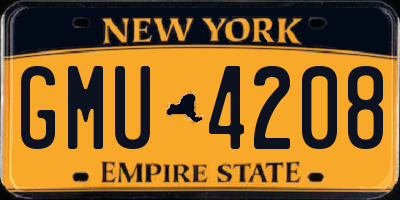 NY license plate GMU4208