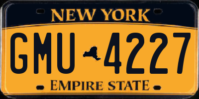 NY license plate GMU4227