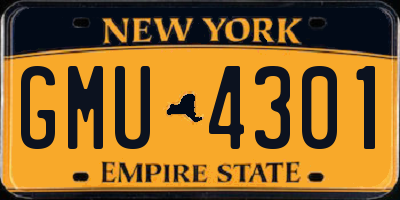 NY license plate GMU4301