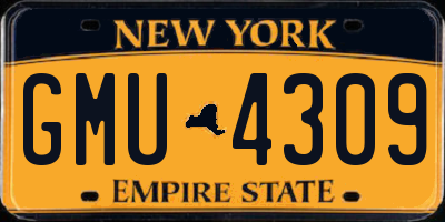NY license plate GMU4309