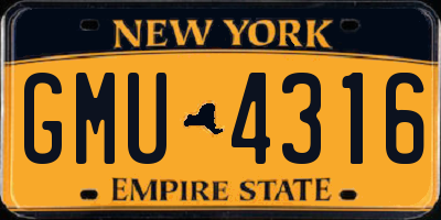 NY license plate GMU4316
