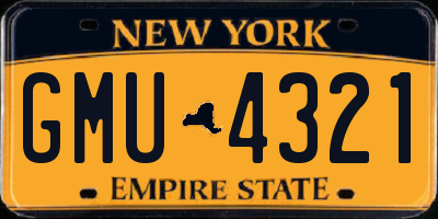 NY license plate GMU4321