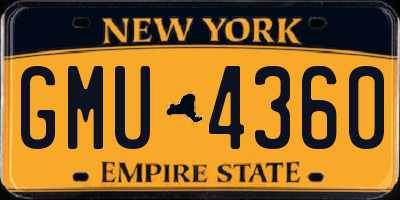 NY license plate GMU4360