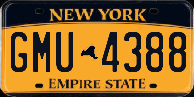NY license plate GMU4388