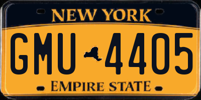 NY license plate GMU4405