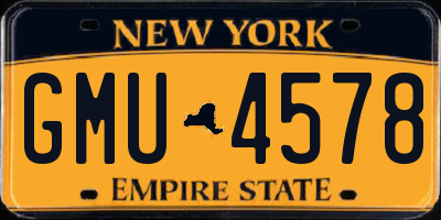 NY license plate GMU4578