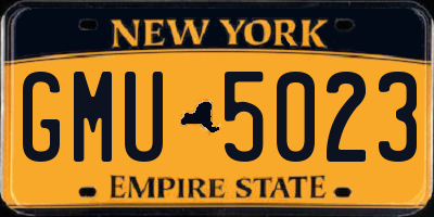 NY license plate GMU5023