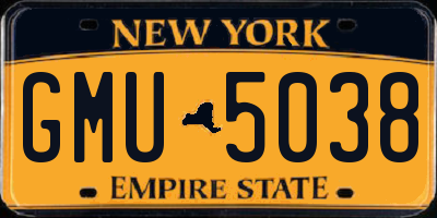 NY license plate GMU5038