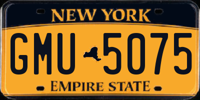 NY license plate GMU5075