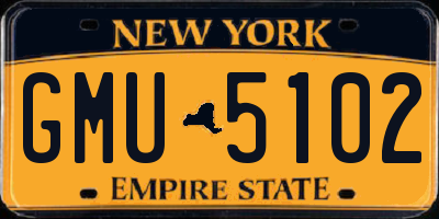 NY license plate GMU5102